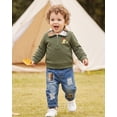 thumbnail image 5 of Toddler Baby Boy Clothes 4T Boys Fall Winter Outfits 5T Boys Long Sleeve Lapel Top Jeans Pants 2PCS Clothing Set Green, 5 of 7