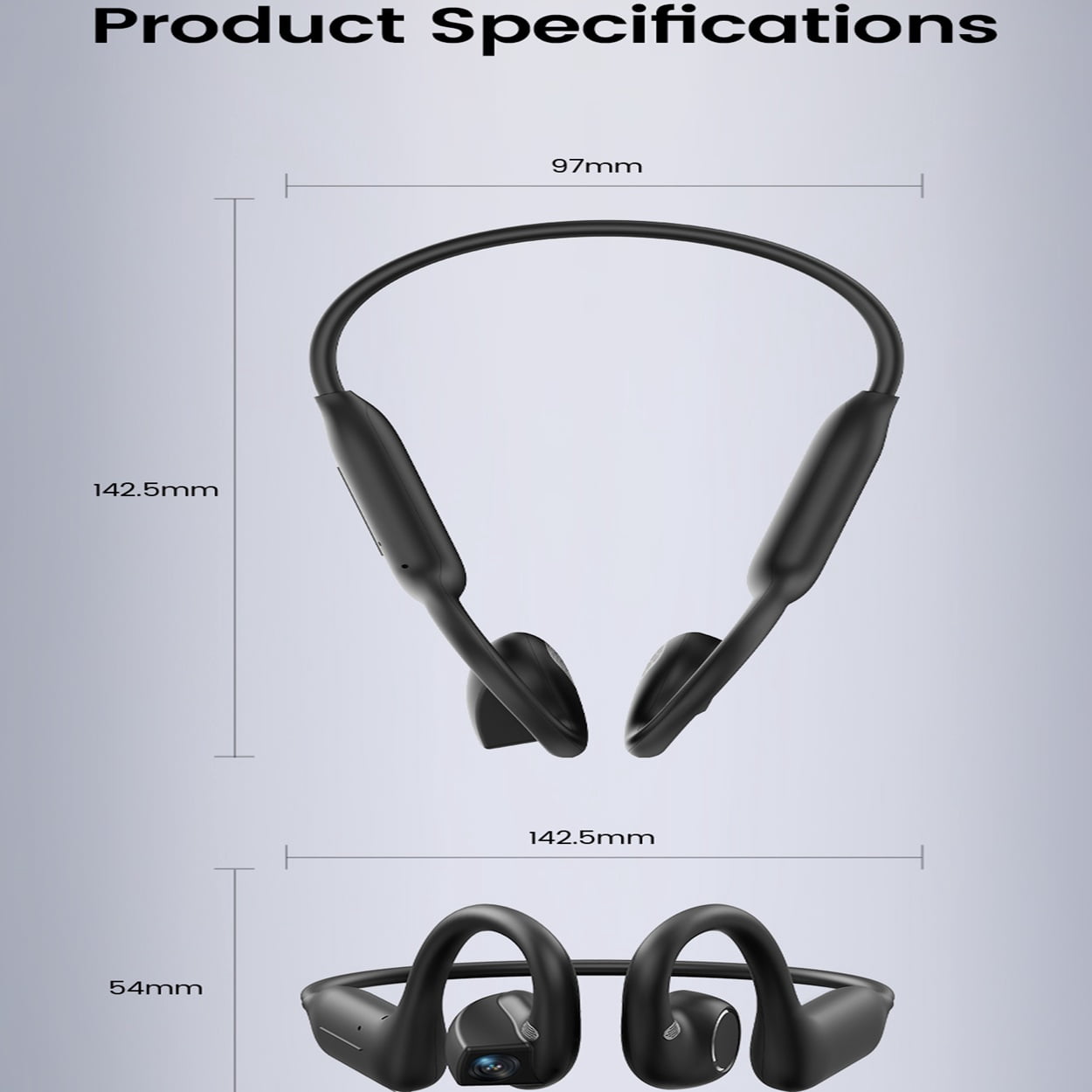 8MP HD Camera Open Ear Wireless Bluetooth Headphones, Eis Stabilized 1080P Video Recording, Hands-Free First-Person Pov, AI Smart Assistant, Waterproof Sports Earbuds for Vlogging Running