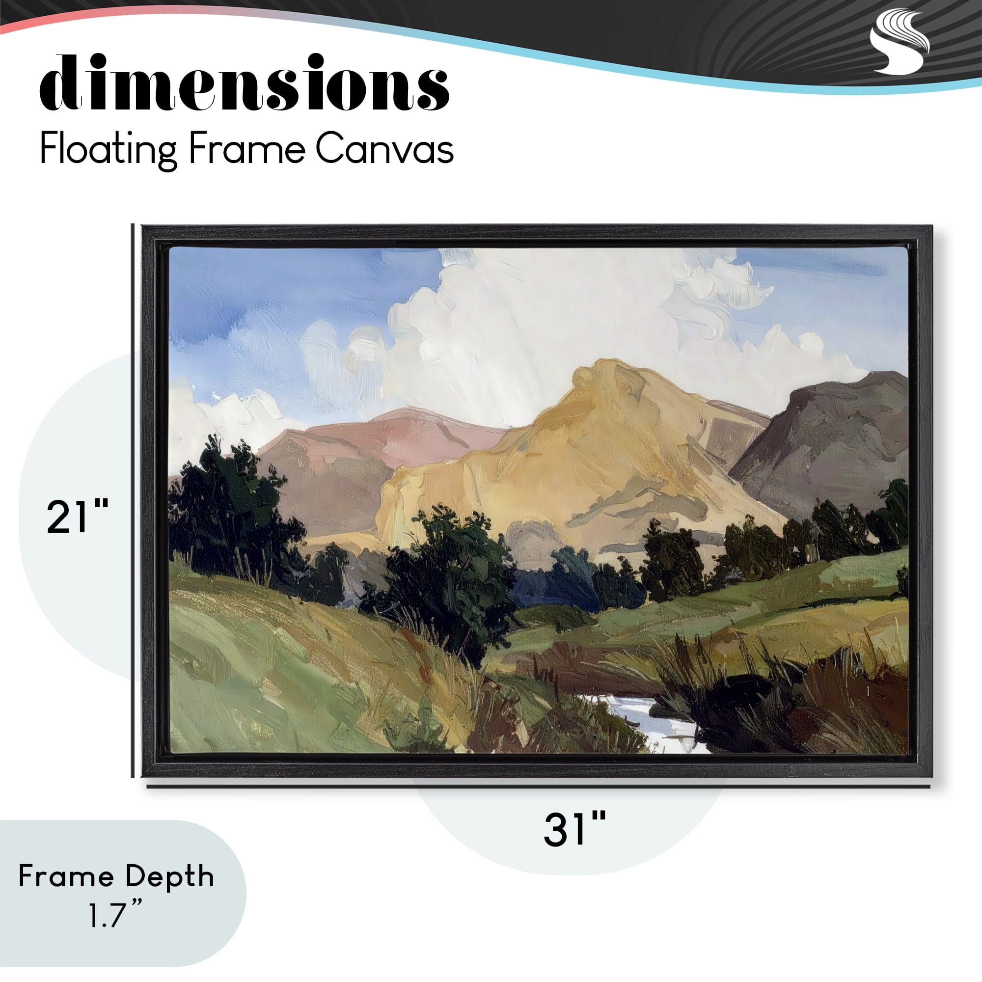 Stupell Industries River Mountain Divide Black Framed Floater Canvas Wall Art, design by Alonza Saunders