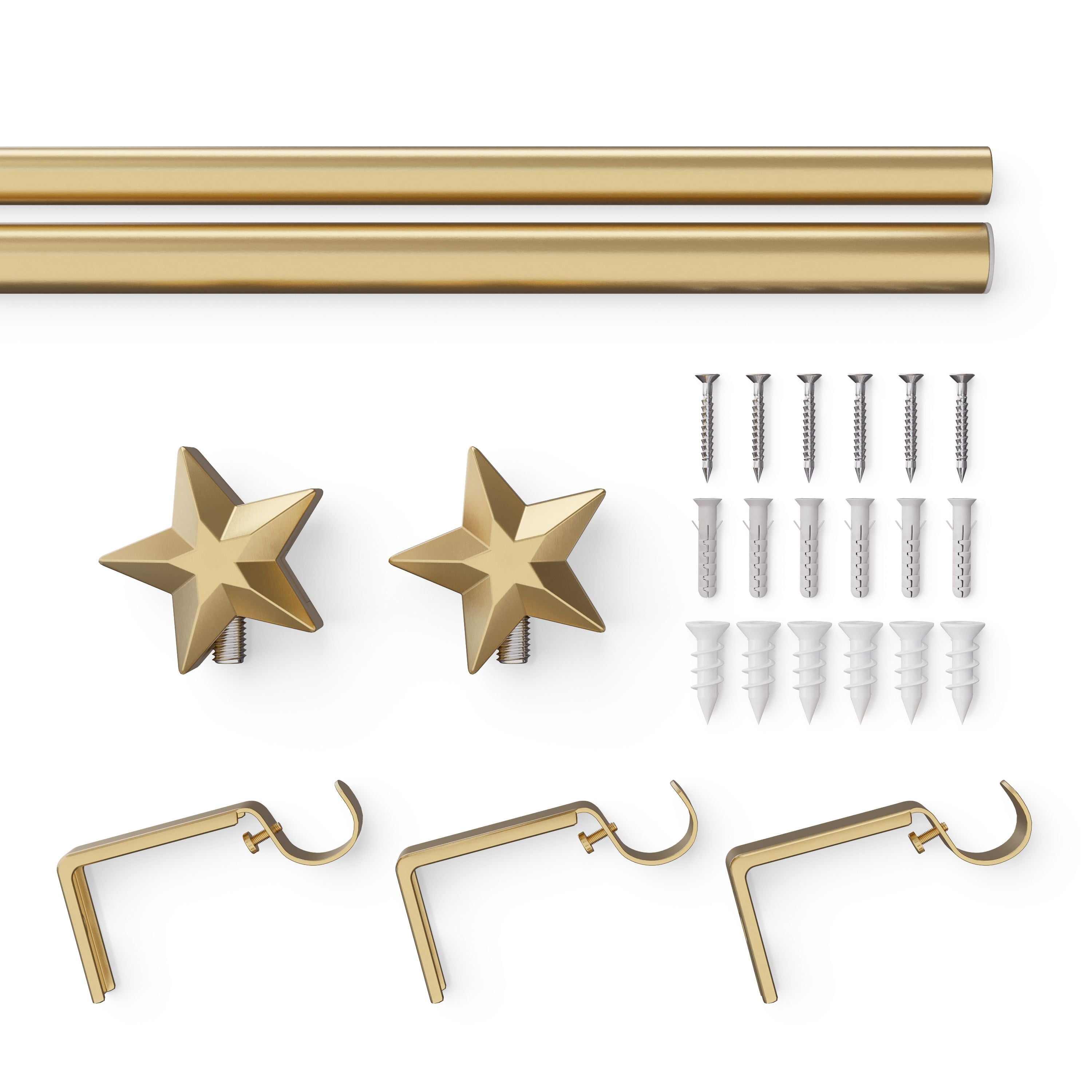 Mainstays Kids 3/4" Gold Star Adjustable Single Curtain Rod, 28"-48"