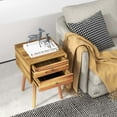 thumbnail image 4 of Costway Wooden Nightstand Mid-Century End Side Table Bedroom W/2 Storage Drawers Natural, 4 of 10