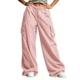 thumbnail image 6 of RongHuan Women's Cargo Pants Loose Fit Hiking Trousers Elastic Waist Wide Leg Pant with Pockets, 6 of 9