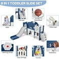 thumbnail image 6 of 8 in 1 Toddler Slide Indoor Playground, Indoor Slide Toddler Playset for Toddlers 4+, Kids Outdoor Playground with Basketball Hoop, Climber, Crawling Tunnel, Telescope, Toy Storage(Blue), 6 of 8