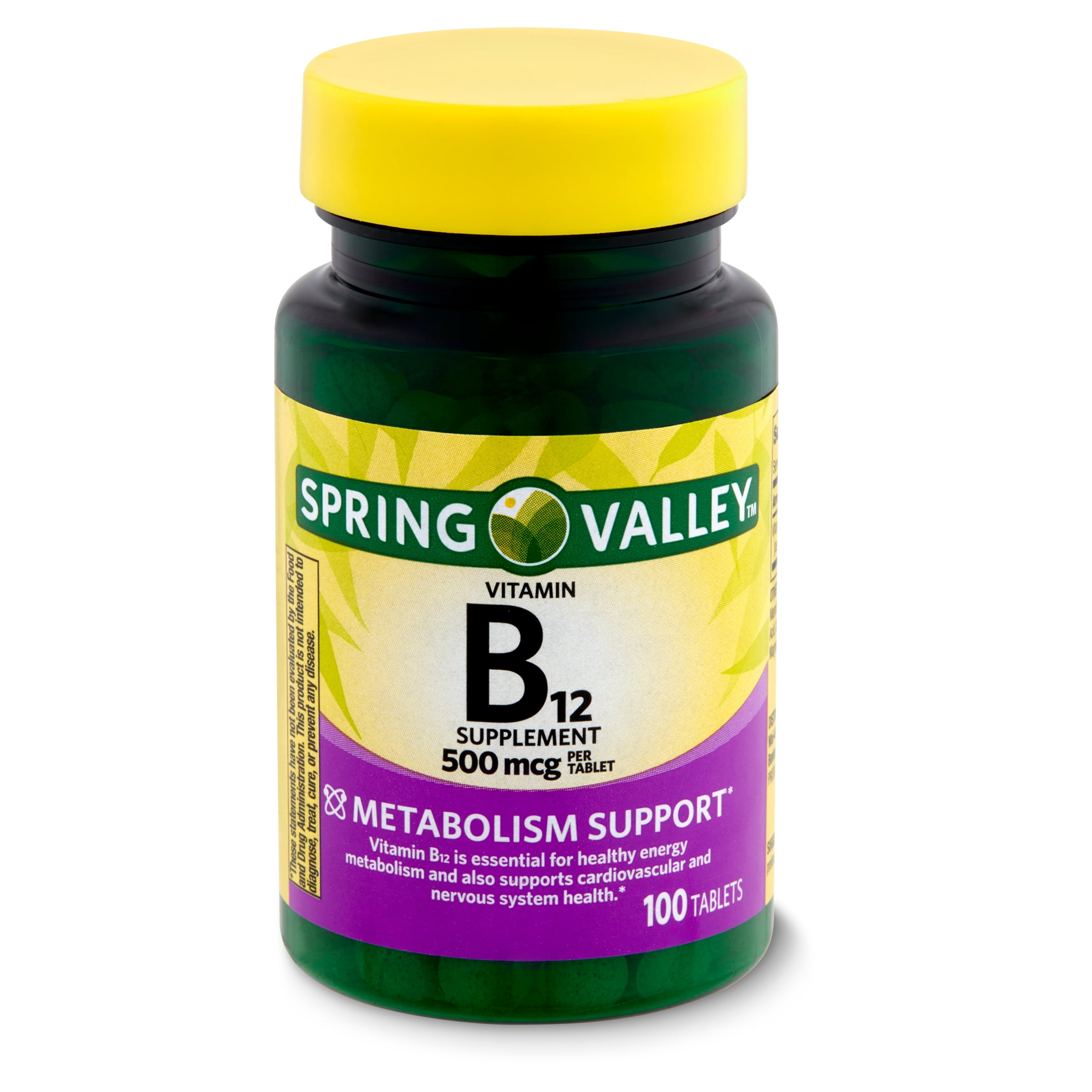Spring valley vitamin b12 supplement 500 mcg 100 count walmart