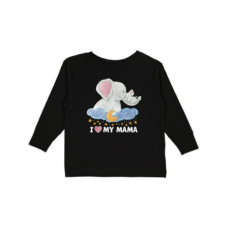

Inktastic I Love My Mama Cute Elephants with Moon and Stars Gift Toddler Boy or Toddler Girl Long Sleeve T-Shirt