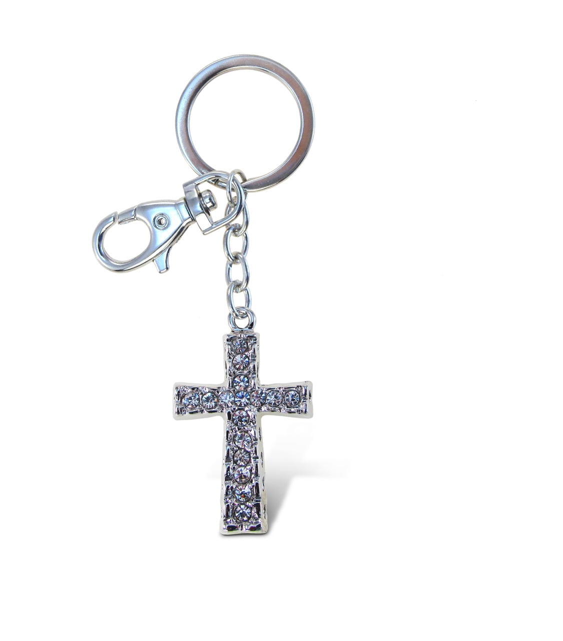 Silver Fleur Cross Clip-On Charm – Religious Bag Accessory With Lobster Clasp For Purses & Keychains