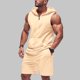 thumbnail image 2 of Hombres Chaqueta Casual Color Sólido Versátil Botón Solapa Algodón Lino sin Mangas Superior, Chaquetas de Ropa Exterior Casual con Capucha, 2 of 7