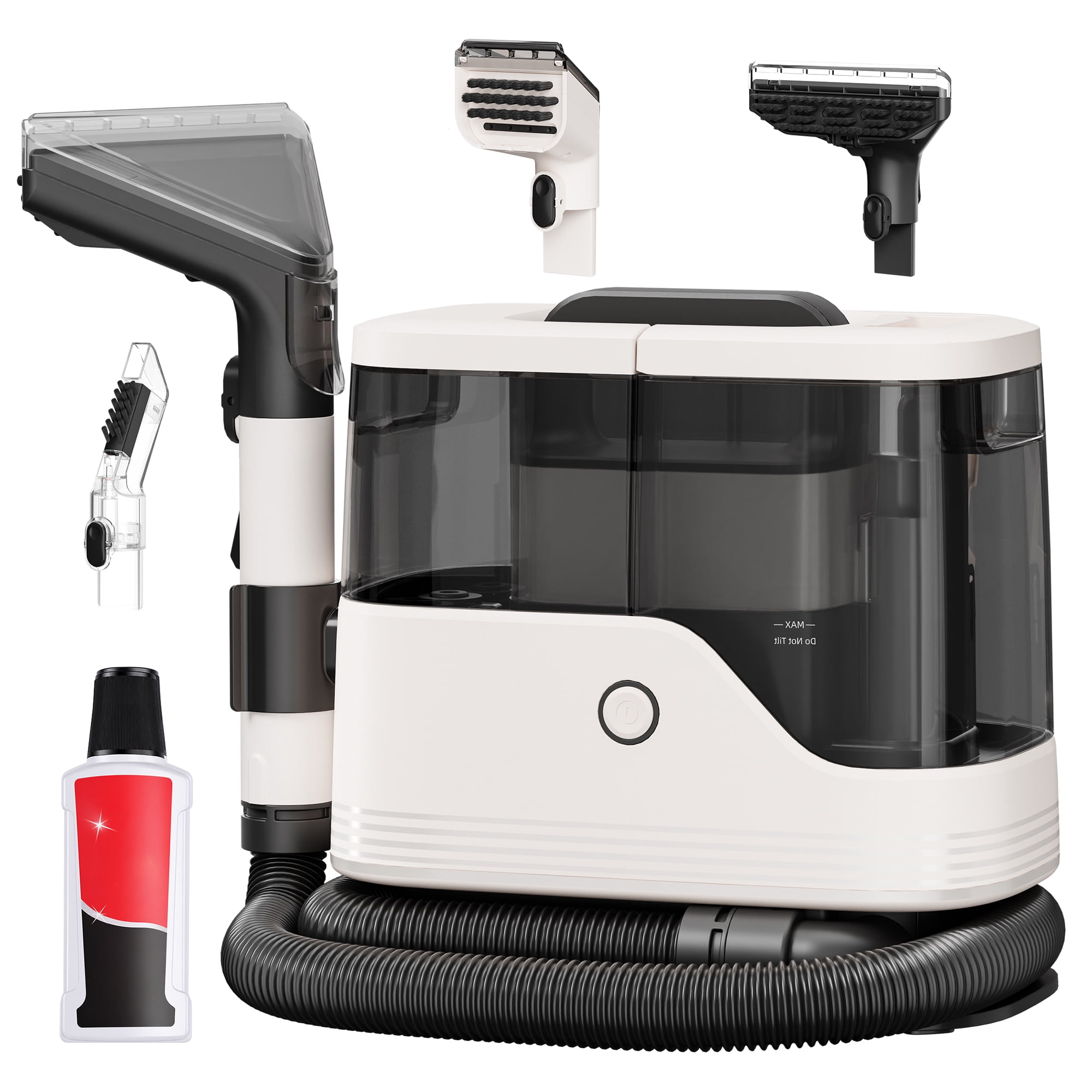 edx Carpet Cleaner Machine, 13KPa Couch Cleaner for Fabric with 3 Brushes, Lightweight Cleaner for Couch, Car Seat, and Rugs, White-Black