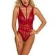 thumbnail image 2 of Lencería sexy de encaje de malla para mujer Ropa interior en V profunda Body Ropa de dormir, Rojo, XL Monstrate XX000104-12, 2 of 7