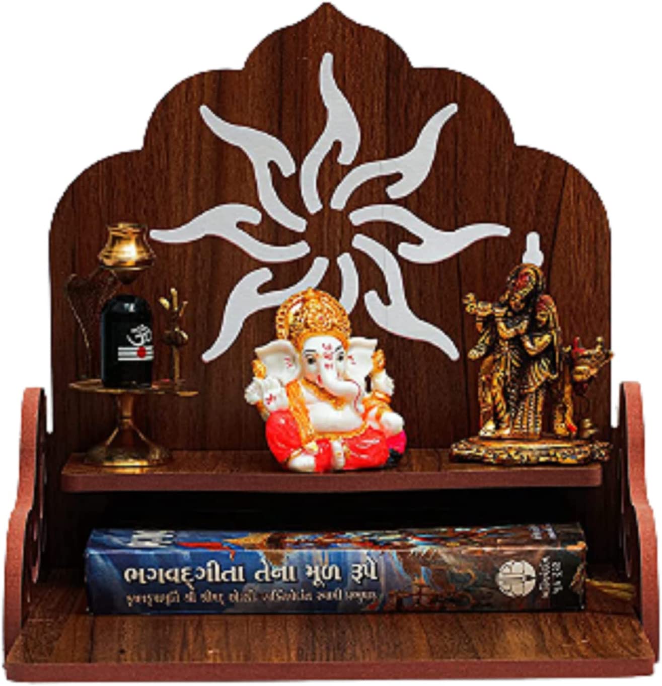 SEASOL Wooden Temple For Home Temple Mandir Wall Hanging God Singhasan