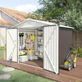 thumbnail image 5 of Aoxun 7.8’x 5.7’ Outdoor Storage Shed, Metal Garden Tool Shed with Lockable Door, Galvanized Steel Shed for Backyard, Lawn and Patio, Gray, 5 of 7