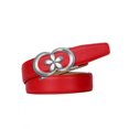 thumbnail image 1 of Catelles Red Four-Leaf Clover Alloy Automatic Buckle Genuine Leather Women's Durable Belt, Suitable for Casual and Business Wear, Fashionable Width 2.4cm, Gift Box &Length 100cm, 1 of 11