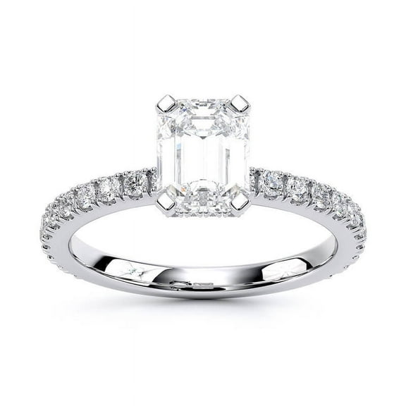 Oryn Jewel 14K White Gold Over Ring - 1.7 Ct Emerald Cut Wedding Diamond Ring - Solitaire Engagement Sterling Silver Rings - Dainty Engagement Wedding Diamond Ring - Daily Wear Fine Jewelry