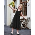 thumbnail image 5 of Arshiner Girls Summer Dress Tulle Ruffle Sleeve Smocked Cami Maxi Tiered Casual Tween Sundress, 5 of 6
