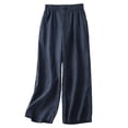 thumbnail image 4 of Annhoo Linen Pants Women Summer Elastic High Waist Pants Fashion Lightweight Loungewear Pants with Pockets, 4 of 9