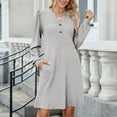 thumbnail image 5 of BRGZLK Womens Long Sleeve Dress Fashion Fall V Neck Casual Dresses 2025 Sweater Dress Knit A Line Flowy for Winter Solid Color Button Pockets Dress Gray XXL, 5 of 5