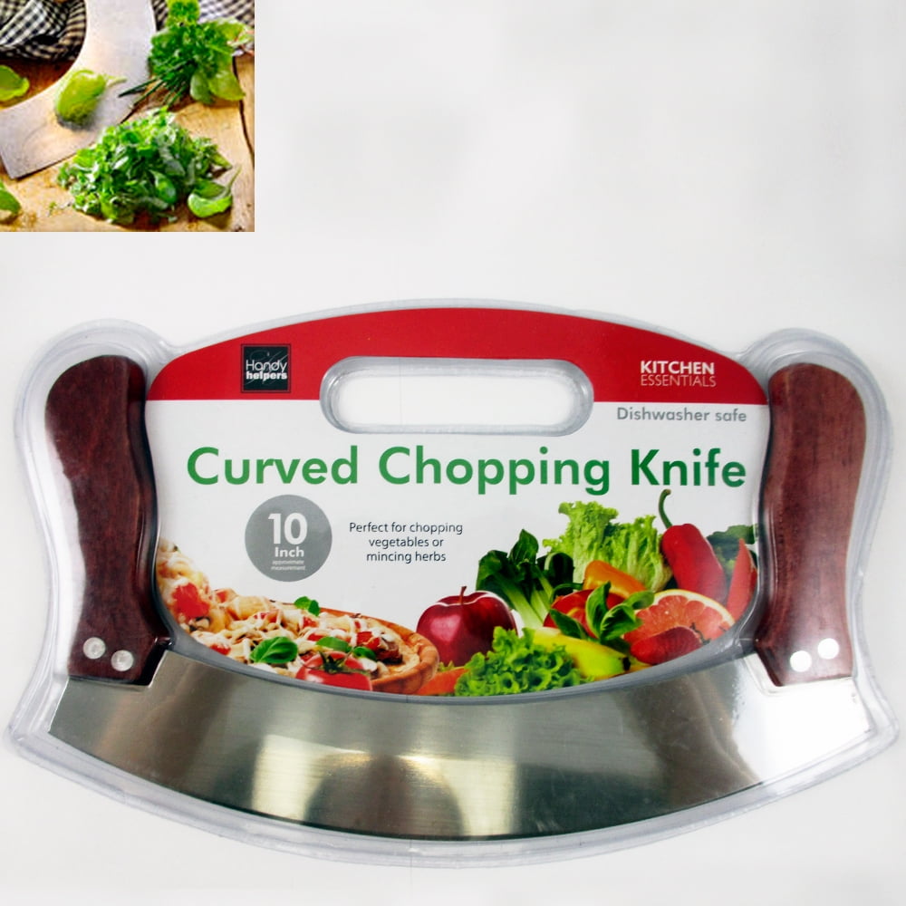 Mezzaluna Rocking Vegetable Chopper Mincing Curved Kife 10' Stainless Steel New