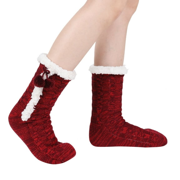 Womens Slipper Socks Fuzzy Fluffy Cabin Cozy Winter Thick Warm Comfy Fleece Soft Grips Christmas Socks