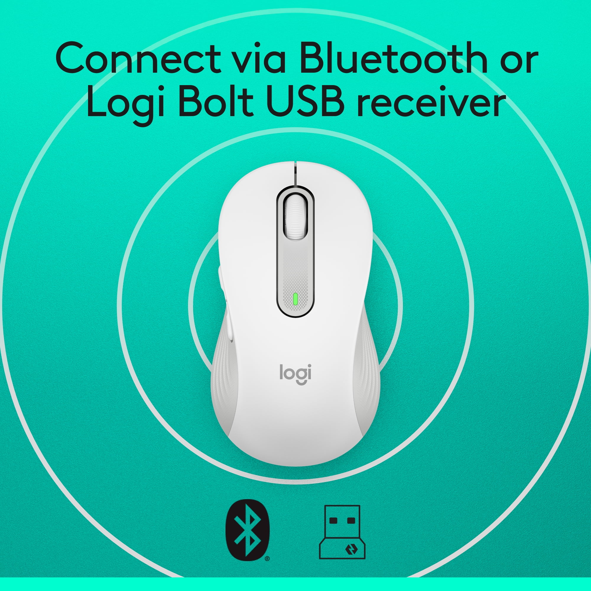 Logitech Signature M650 L Full Size Wireless Mouse - For Large Sized Hands, 2-Year Battery, Silent Clicks, Customizable Side Buttons, Bluetooth, Off-white