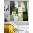 thumbnail image 3 of Abstract Graffiti Sheer Curtains 72 Inches Long 2 Panels Geometric Beige Green Oil Painting Light Filtering Semi Sheer Window Curtains Drapes for Bedroom Living Room 52"x72", 3 of 7