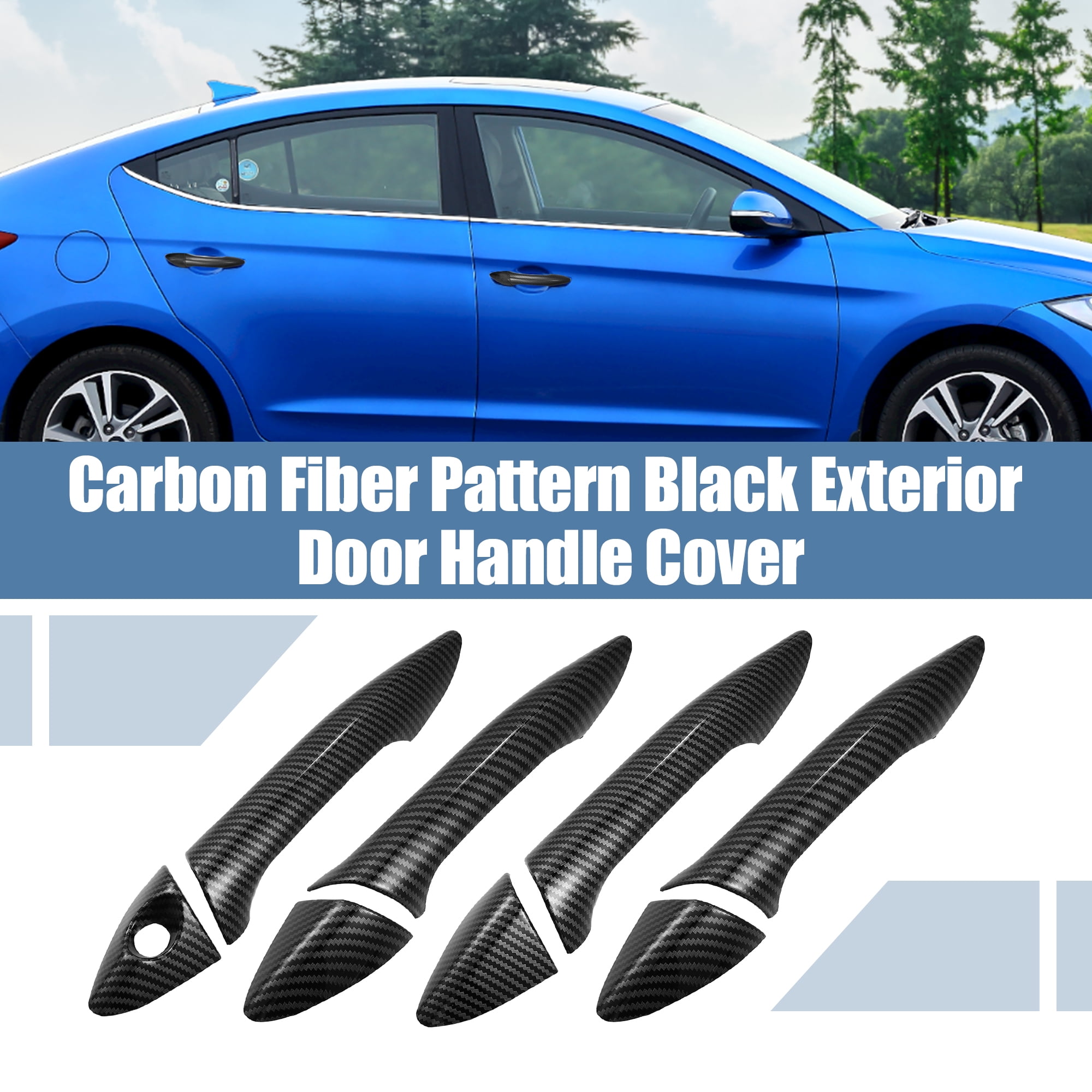 Unique Bargains 8pcs Exterior Door Handle Cover Trim for Hyundai Elantra 2011-2016 Black