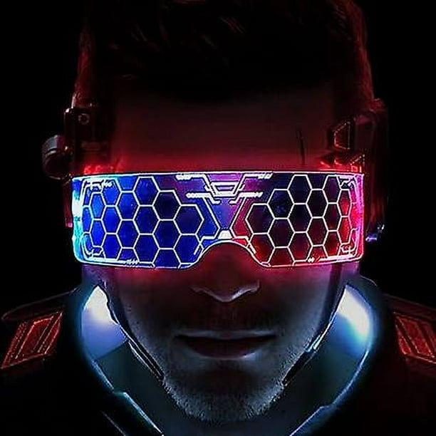 Gafas con luz LED gafas con visera LED gafas con visera electronica futurista perfectas para festivales de cosplay fiestas discotecas DJ musica conciertos disfraces Walmart en linea