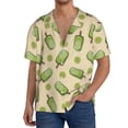 thumbnail image 3 of Honeii 's Kiwi Ice Cream for men's short-sleeved button-up collared shirt featuring a pocket, perfect for beach vacations, and travel adventures., 3 of 5