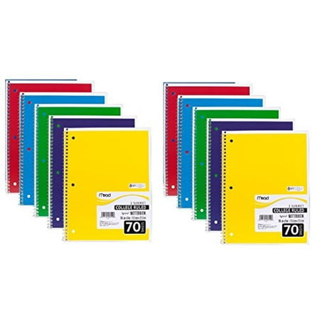 mead college ruled spiral notebook 1 subject 70 sheets 8 x 10 5