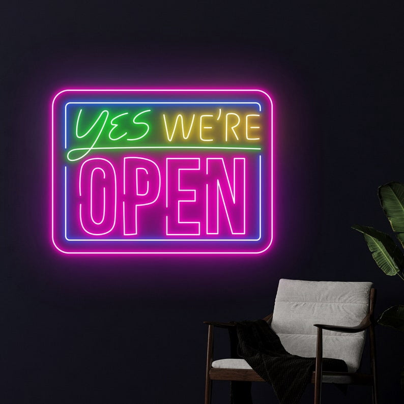 Handmadetneonsign Yes We're Open Led Sign, We Are Open Neon Sign, Open Led Light, Custom Text Decor