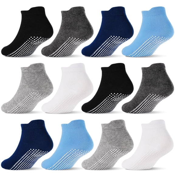 Non Slip Toddler Socks 12 Pairs Baby Socks Toddler Grip Socks Anti Skid Socks for 6 Months-7 Years Boys