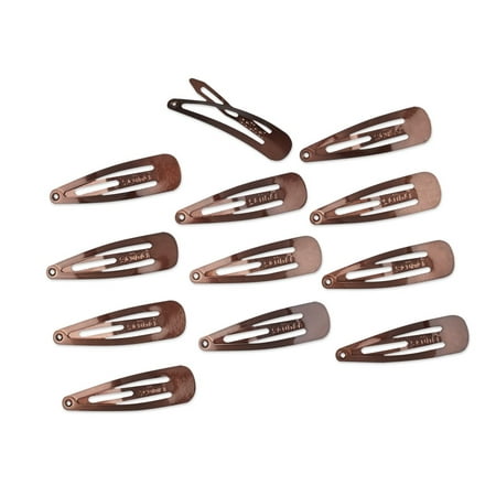 Scunci Metal Snap Clips, Brown, 12 count