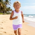 thumbnail image 5 of Zpanxa Boys Summer Outfits Kids Summer Solid Color Round Neck Sleeveless Top and Shorts Two Piece Outfit Purple 6 Years, 5 of 8