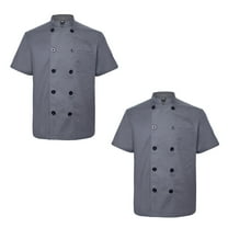 Toptie 2 Pack Unisex Short Sleeve Chef Coat Jacket, Dark Gray