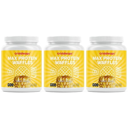 GriddleUps Toasty Maple MAX Protein Waffle/Pancake Mix, Crazy Great Taste - Dietitian Formulated - 25g of Whey Protein, Keto-Friendly, Ideal Macros (Pack of 3)