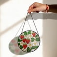 thumbnail image 2 of Strawberry Flower Stained Glass Suncatcher, Vibrant Window Decor, Cottagecore Garden Theme, Gift for Mom Grandma, Kitchen Accent 1895925377, 2 of 4