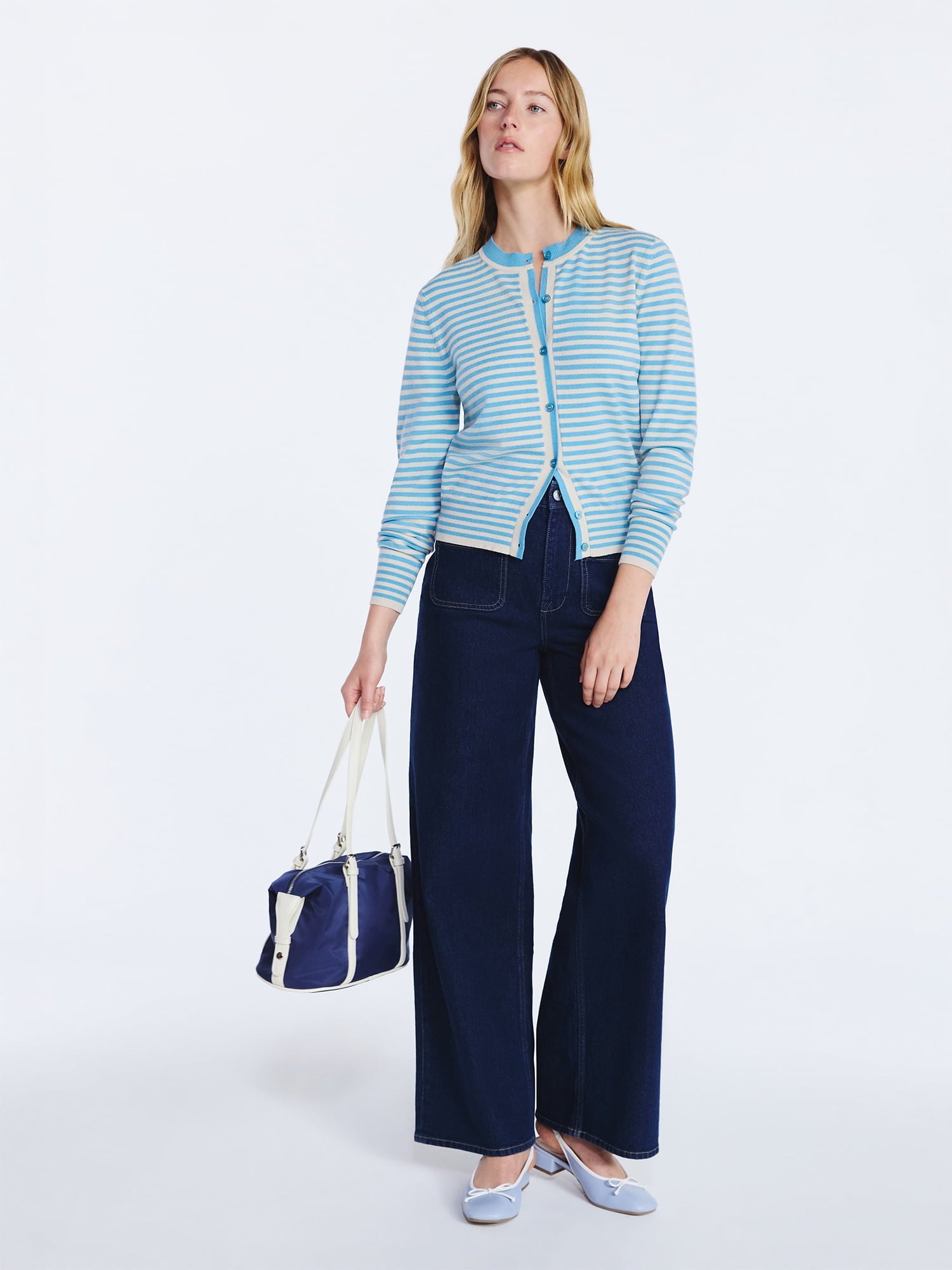 Free Assembly Women's and Women's Plus Solid, Stripe, & Print Classic Cozy Yarn Cardigan Sweater, Lightweight, Sizes XS-4X