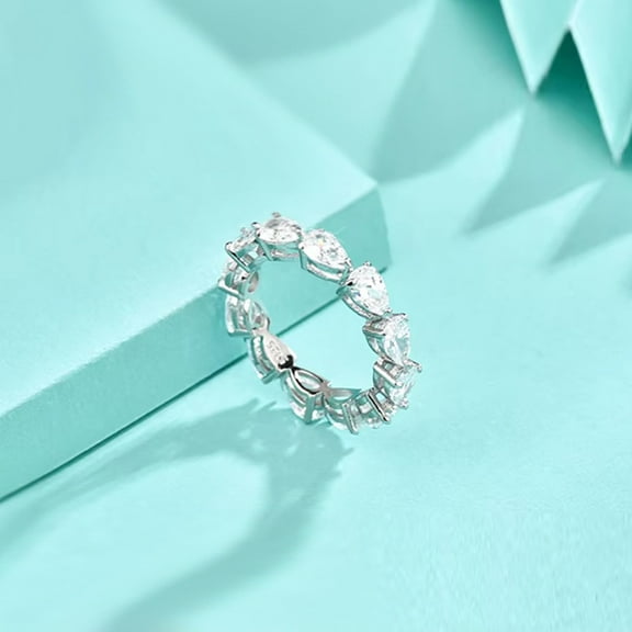 Whudwhu 925 Silver Moissanite and Diamond Wedding Ring Set for Women