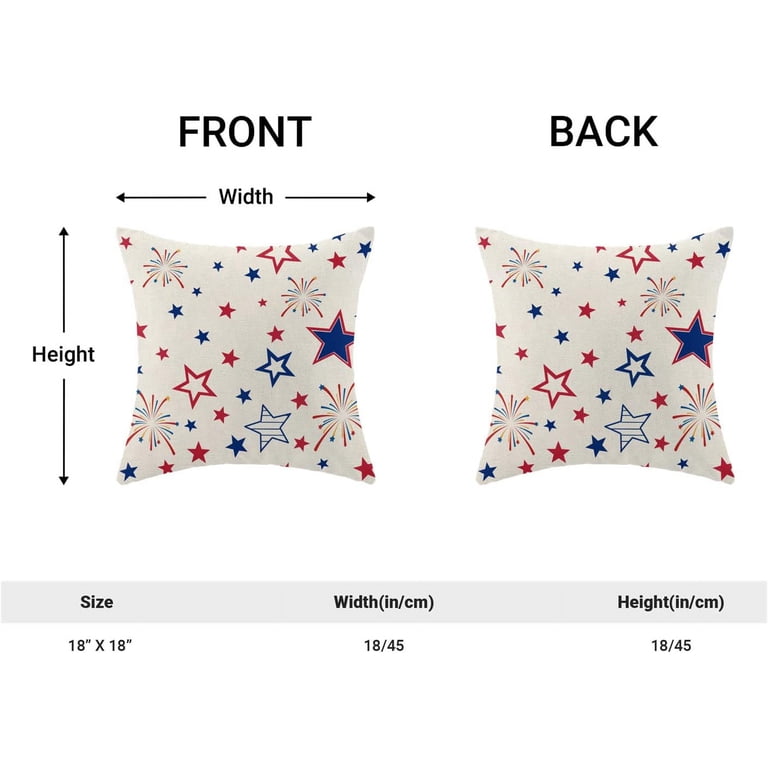 Patriotic Star & Stripes Throw Pillow Cover - 18x18 Inch Linen, Perfect For 4th Of July, Memorial Day, Or Everyday Americana Decor
