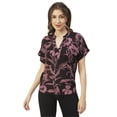 thumbnail image 1 of Moomaya Printed V-Neck Long Tops For Women, Short Sleeve Regular Fit Shirt, 1 of 8