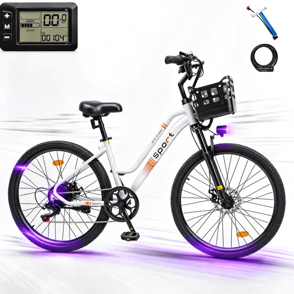 SNNAFFOB 26’’ Electric Mountain Bike for Adults, 500W Powerful Motor, 20 MPH, 40 Miles Range(Max), 7-Speed Suitable for Mountain, Commuting, Shopping/Trip, UL 2849