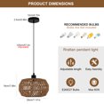 thumbnail image 3 of Garwarm Rattan Pendant Light Fixture Ceiling Bohemian Chandelier Rattan Flush Mount Hanging Light Fixture Woven Lamp Shade Chandelier for Kitchen Island Hallway Bedroom Dinning Chandelier, 3 of 10