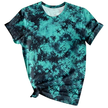 

Long Sleeve Shirts for Women Long Sleeve Crop Top Trendy Woman Causal Printed Crew Neck Blouse Short Sleeve T-Shirt Summer Tops Going Out Tops Square Neck Tops for Women Clearance Blue 2XL