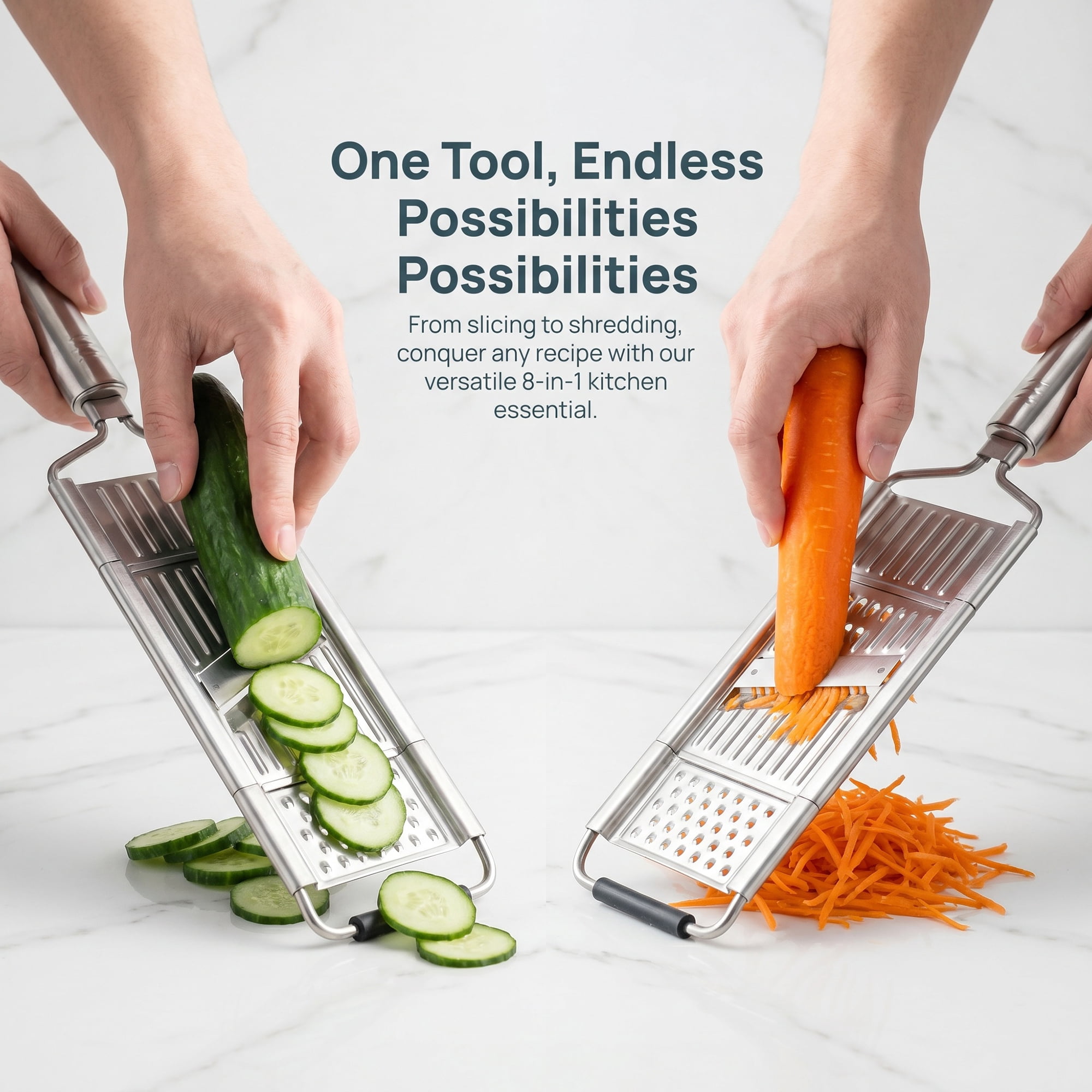 Unique Bargains 3-in-1 Kitchen Cutter for Slicing, Dicing & Shredding 7 in 1 3.3"x14"