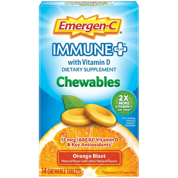 Emergen C Immune Chewables 1000mg Vitamin C Tablet With Vitamin D Immune Support Dietary Supplement For Immunity Orange Blast Flavor 14 Count Walmart Com Walmart Com