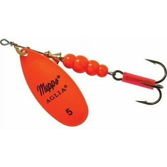 Mepps Aglia In-Line Spinner 1/2 oz, Plain Treble Hook, Hot Orange Blade