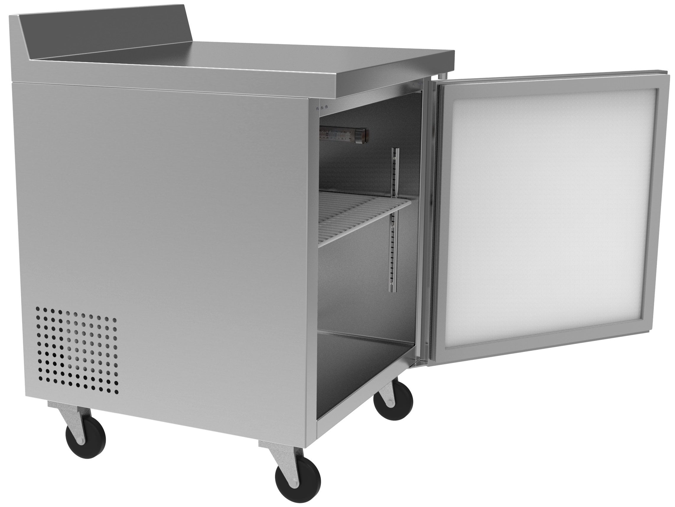 KoolMore 27" Stainless Steel Worktop Commercial Refrigerator with 3 1/2 Backsplash - 6.3 cu.ft, RWT-1D-6C