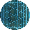 thumbnail image 1 of Ahgly Company Machine Washable Indoor Round Oriental Turquoise Blue Industrial Area Rugs, 3' Round, 1 of 4