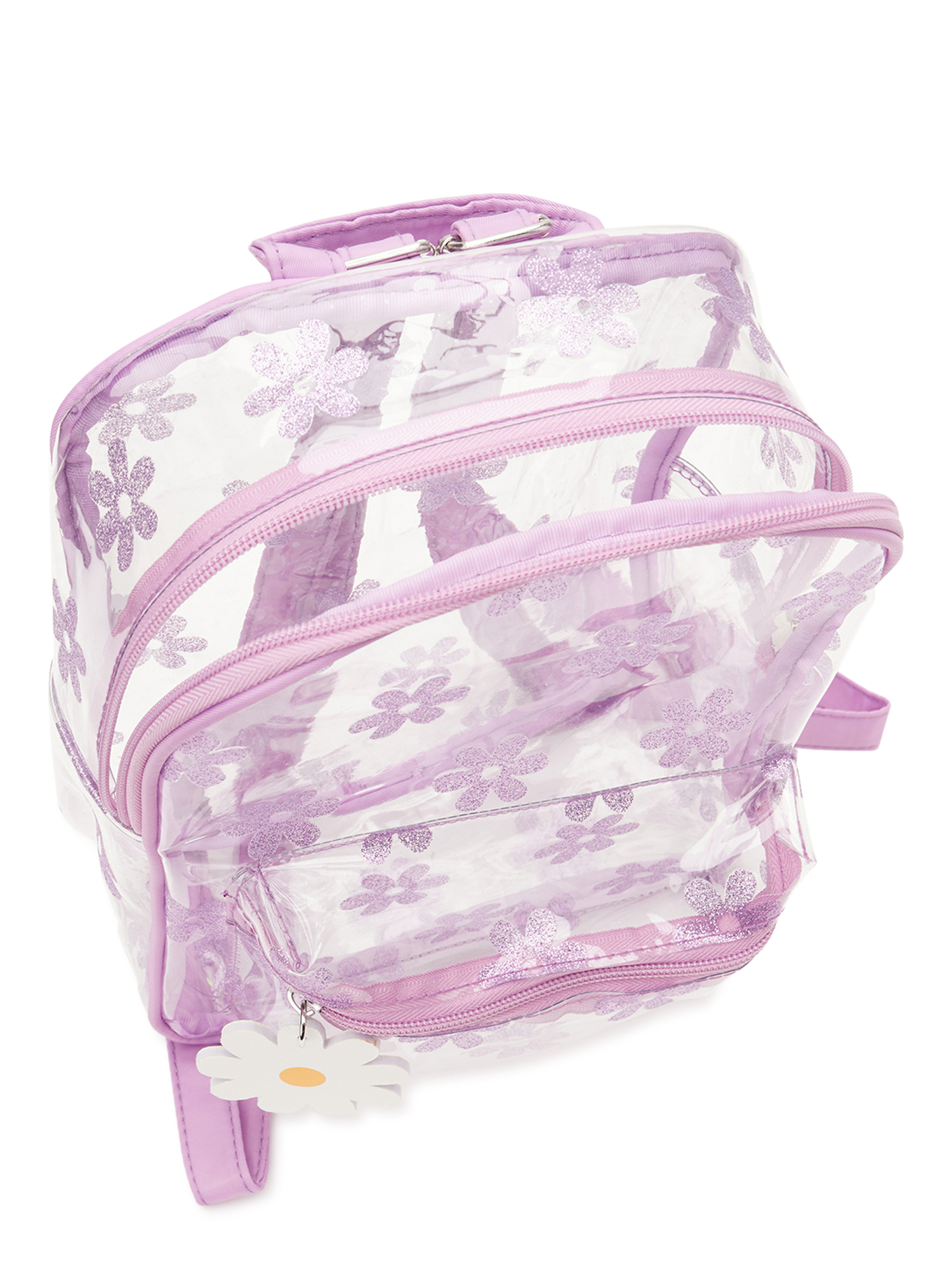 Wonder Nation Children's Daisy Glitter Print Clear Mini Dome Backpack, Purple - image 4 of 5