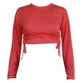 thumbnail image 2 of Ketyyh-chn99 Womens Tops Long Sleeve Button-Down Ruffle Shirt V-Neck Long Sleeve Blouse Red,S, 2 of 3