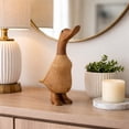 thumbnail image 2 of Bamboo Wood Duck in Boots Figurine for Home Decor - Sculptural Ornament for Bathroom, Office, and Living Room Decor - Decorative Statue for Shelf Accent and Coffee Table - 9", Brown & Tan, 2 of 13